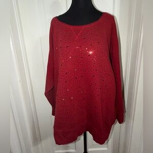 Relativity Red Sequin Sweatshirt, women’s plus size 3x top